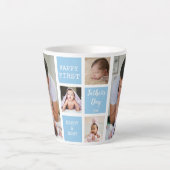 Happy First Vaderdag Sky Blue 5 Photo Collage Latte Mok (Voorkant)