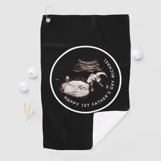 Happy First Vaderdag Sonogram Golfhanddoek (Insitu)