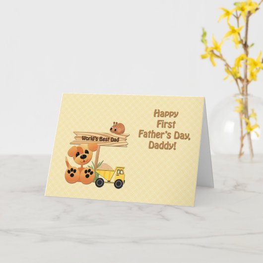 Happy First Vaderdag, Speelgoed Kaart (Gele Bloem)