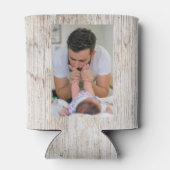 Happy First Vaderdag Wood 4 Foto Collage Blikjeskoeler (Achterkant)