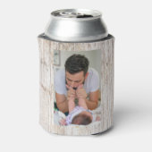 Happy First Vaderdag Wood 4 Foto Collage Blikjeskoeler (Blikje Achterkant)