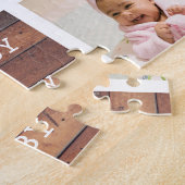 Happy First Vaderdag Wood 4 Foto Collage Legpuzzel (Zijkant)