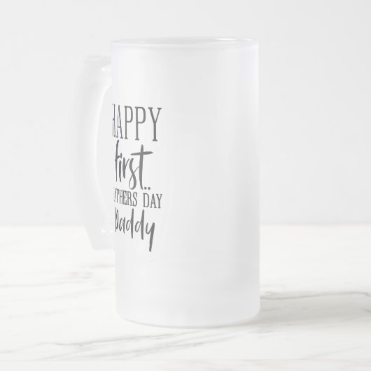 Happy First Vaderdag woordkunst Matglas Bierpul (Voorkant links)