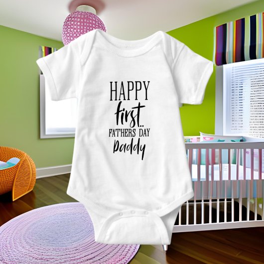 Happy First Vaderdag word art Baby Bodysuit