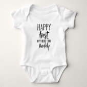 Happy First Vaderdag word art Baby Bodysuit (Voorkant)