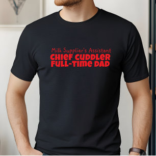 Happy First Vaderdag zwarte rode letter humor T-shirt
