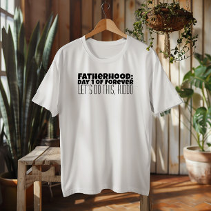 Happy First Vaderdag zwarte witte letter humor T-shirt