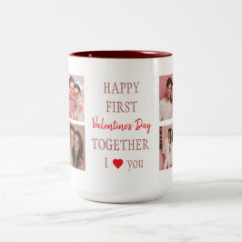 Happy First Valentine's Day Custom Coffee Mug  Tweekleurige Koffiemok