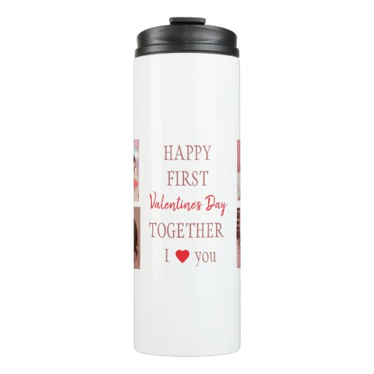 Happy First Valentine's Day Custom Thermal Tumbler Thermosbeker (Voorkant)