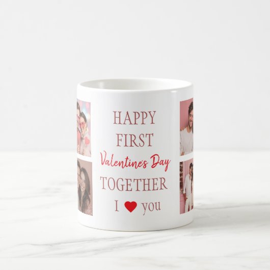Happy First Valentine's Day Mug | Couple Photos Koffiemok (Center)