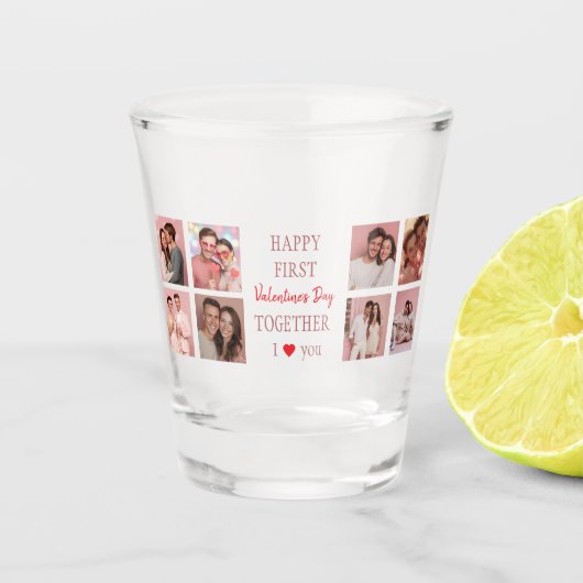 Happy First Valentine's Day Shot Glass Glas (Voorkant)