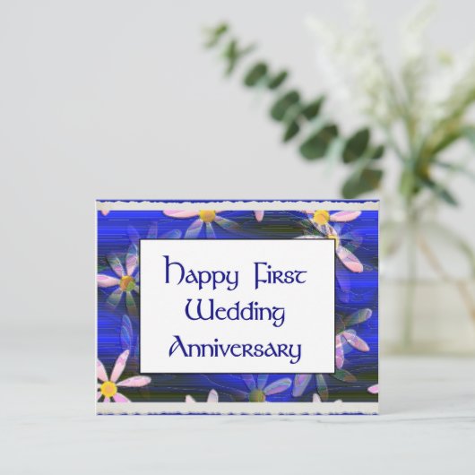 Happy First Wedding Jubileum Briefkaart (Staand voorkant)