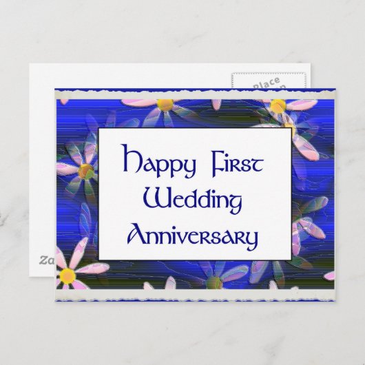 Happy First Wedding Jubileum Briefkaart (Voorkant / Achterkant)