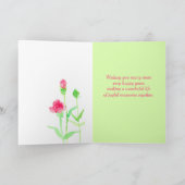 Happy First Wedding Jubileum Roze Anjer Kaart (Binnen)