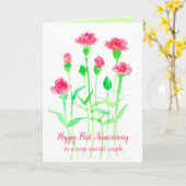 Happy First Wedding Jubileum Roze Anjer Kaart (Gele Bloem)