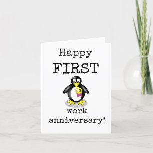 Happy First Work Jubileum Kaart, Schattige Bedankkaart