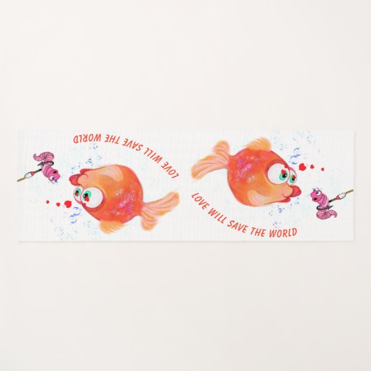 Happy Fish and Worm Funny Yoga Mat - Aangepaste te (Voorkant (horizontaal))