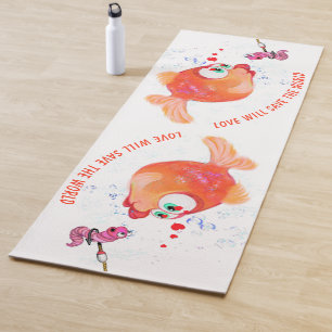 Happy Fish and Worm Funny Yoga Mat - Aangepaste te