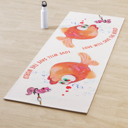 Happy Fish and Worm Funny Yoga Mat - Aangepaste te (In situ)