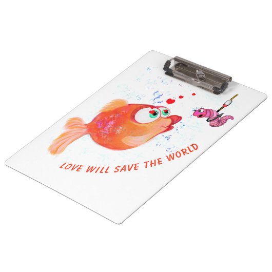 Happy Fish and Worm Klembord Grappig - Aangepaste (Gekanteld)