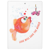 Happy Fish and Worm Klembord Grappig - Aangepaste (Achterkant)