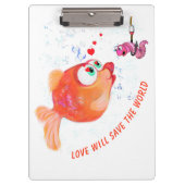 Happy Fish and Worm Klembord Grappig - Aangepaste (Voorkant)