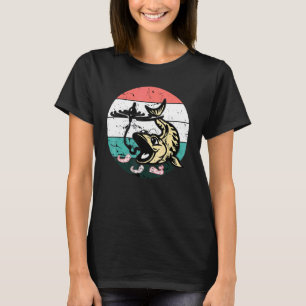 Happy Fish and Worm Vist Boerderij Distress Retro T-shirt