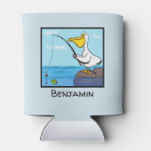 Happy fish pelican cartoon blikjeskoeler (Achterkant)