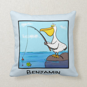 Happy fish pelican cartoon kussen