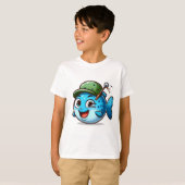 Happy Fishing Buddy Cartoon Fish T-shirt (Voorkant volledig)