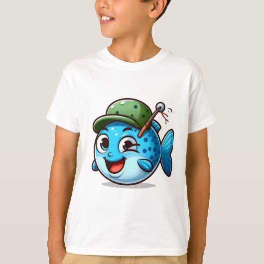 Happy Fishing Buddy Cartoon Fish T-shirt (Voorkant)