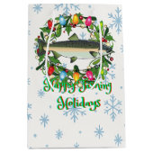 Happy Fishing Holidays Funny Fish Wreath Medium Cadeauzakje (Voorkant)