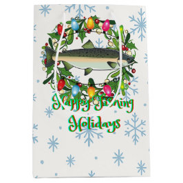 Happy Fishing Holidays Funny Fish Wreath Medium Cadeauzakje