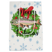 Happy Fishing Holidays Funny Fish Wreath Medium Cadeauzakje (Achterkant)