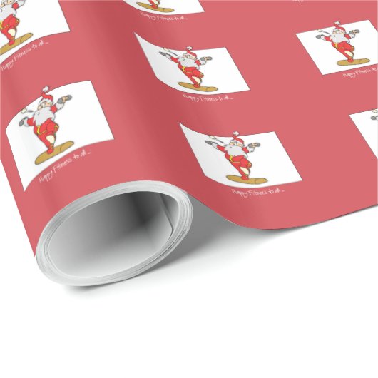 Happy Fitness oefent Kerstmis uit met de Kerstman Cadeaupapier (Rol Hoek)