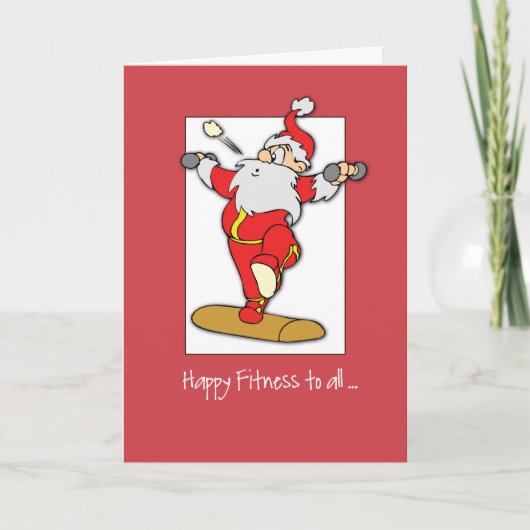 Happy Fitness oefent Kerstmis uit met de Kerstman Kaart (Voorkant)