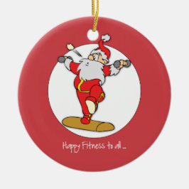 Happy Fitness oefent Kerstmis uit met de Kerstman Keramisch Ornament