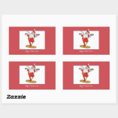 Happy Fitness oefent Kerstmis uit met de Kerstman Rechthoekige Sticker (Vel)