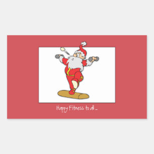 Happy Fitness oefent Kerstmis uit met de Kerstman Rechthoekige Sticker