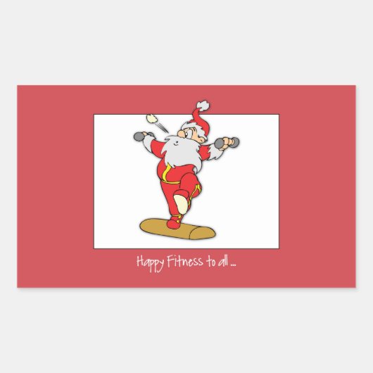 Happy Fitness oefent Kerstmis uit met de Kerstman Rechthoekige Sticker (Voorkant)