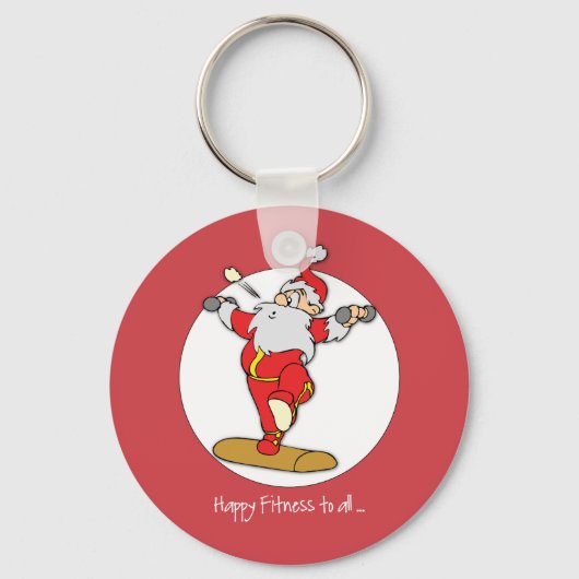 Happy Fitness oefent Kerstmis uit met de Kerstman Sleutelhanger (Voorkant)