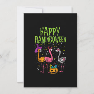 Happy Flamingbetween Scary Flamingos Funny Hallowe Kaart