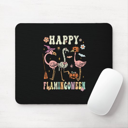 Happy Flamingbetween Witch Pumpkin Mummy Flamingo  Muismat (Met muis)