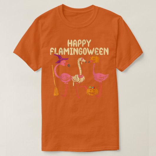 Happy Flamingbetween Witch Pumpkin Mummy Flamingo  T-shirt (Design voorkant)