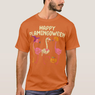 Happy Flamingbetween Witch Pumpkin Mummy Flamingo T-shirt