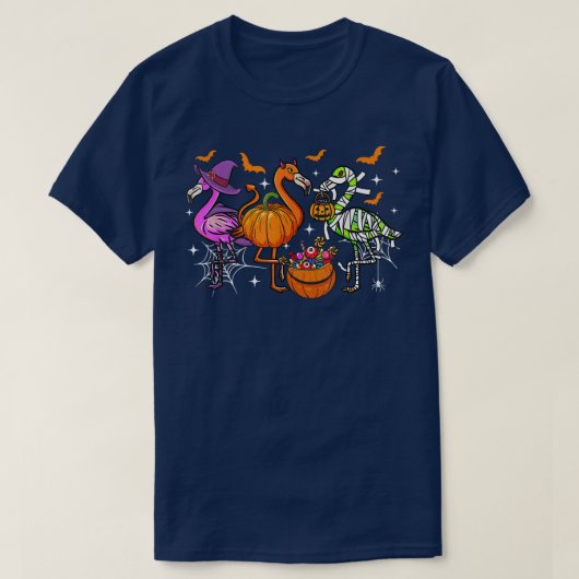 Happy Flamingbetween Witch Pumpkin Mummy Flamingo T-shirt (Design voorkant)