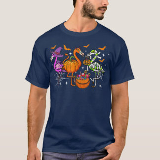 Happy Flamingbetween Witch Pumpkin Mummy Flamingo T-shirt