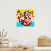 Happy Flamingo Fotogebombardeerd Poster (Keuken)