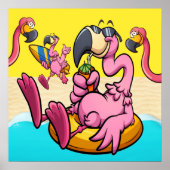Happy Flamingo Fotogebombardeerd Poster (Voorkant)