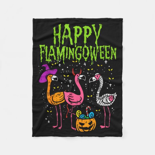 Happy Flamingoween Y Flamingos Funny Halloween Cos Fleece Deken (Voorkant)